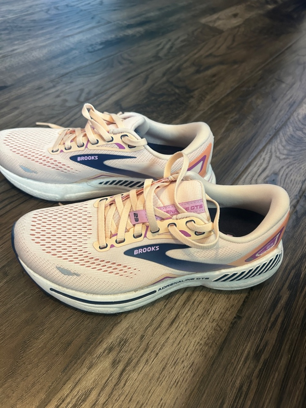 Brooks Women's Peach, Navy and Purple Running Shoes - Picture 2 of 5